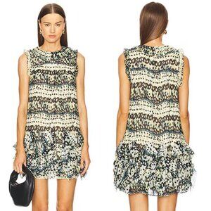 NWT Ulla Johnson Miri Abstract-Print Shift Silk Mini Dress Mariposa Size: 8